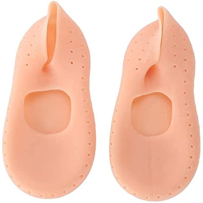 SPAREQUE Silicone Socks, Moisturising Gel Socks Foot Anti-Cracking Protector Foot Care Tool Prevention Socks For Dry Feet Ankles Cracked Heel Repair Foot Care Socks For Women Men - Cream - Image 3